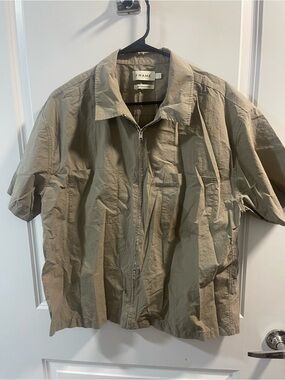 Frame Denim Tan Short-Sleeve Zip Shirt